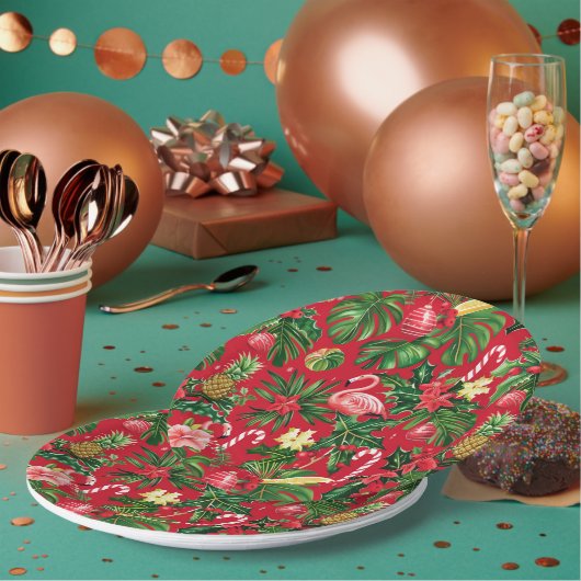 Kerst in juli Tropisch patroon Papieren Bordje (Multi)