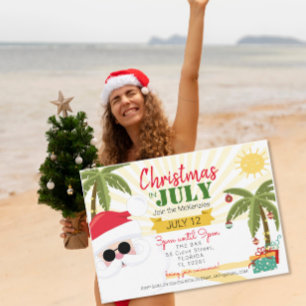 Kerst in juli uitnodiging, leuke zomerfeest kaart