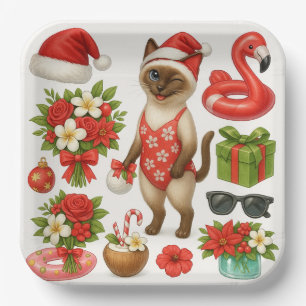 Kerst in juli voor Cat Lovers Pool Party Papieren Bordje