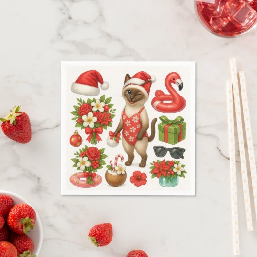 Kerst in juli voor Cat Lovers Pool Party Servet (Insitu)
