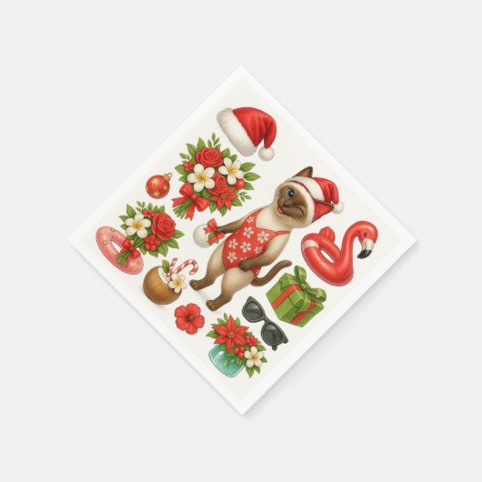 Kerst in juli voor Cat Lovers Pool Party Servet (Hoek)