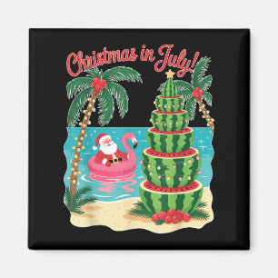 Kerst in juli Watermeloen Kerstboom Santa Beach Magneet