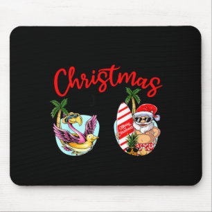 Kerst in juli zonnebril kerstman flamingo zomer muismat