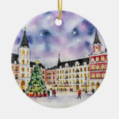 Kerst in Madrid Spanje Waterverf Keramisch Ornament (Voorkant)