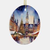Kerst in München Duitsland Waterverf Keramisch Ornament (Rechts)