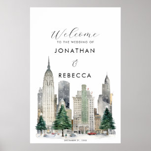 Kerst in New York bruiloft welkomstbord poster