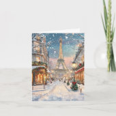 Kerst in Parijs: Eiffeltoren Winter Wonderland Feestdagen Kaart (Voorkant)