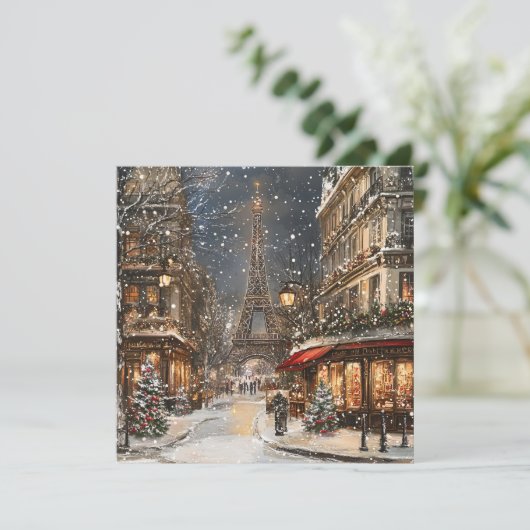 Kerst in Parijs: glinsterende Eiffeltoren Feestdagenkaart (Staand voorkant)