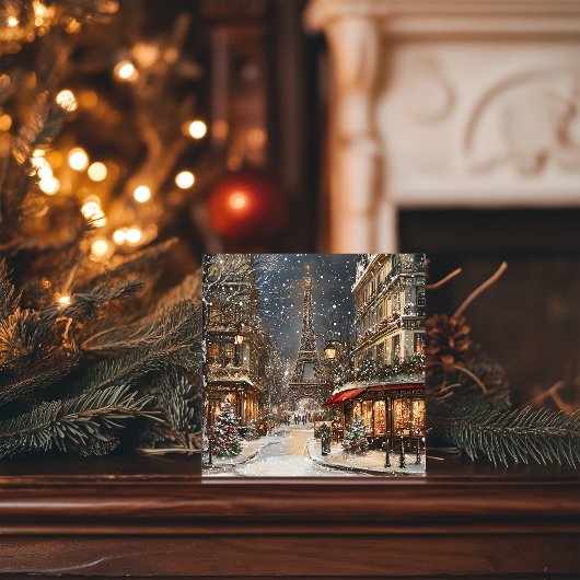 Kerst in Parijs: glinsterende Eiffeltoren Feestdagenkaart