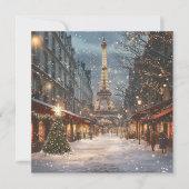 Kerst in Parijs: verlichte Eiffeltoren Feestdagenkaart (Voorkant)