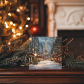 Kerst in Parijs: verlichte Eiffeltoren Feestdagenkaart