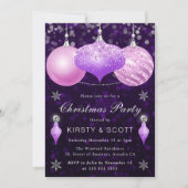 Kerst in roze en Paarse Baubles Kaart (Voorkant)