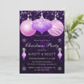 Kerst in roze en Paarse Baubles Kaart (Staand voorkant)