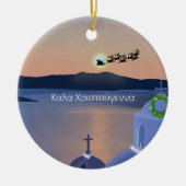 Kerst in Santorini, Griekenland met de Kerstman Keramisch Ornament (Voorkant)