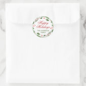 Kerst in waterverf met hulstbessen ronde sticker (Tas)