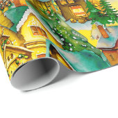 Kerst in Whimsical Village Waterverf Pattern Cadeaupapier (Rol Hoek)
