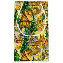 Kerst in Whimsical Village Waterverf Pattern