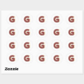 Kerst Initiaal ontbijt Monogram Letter G Ronde Sticker (Vel)