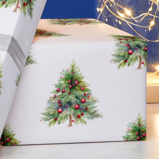 Kerst inpakpapier - Elegant Waterverf Pine