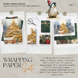 Kerst inpakpapier Flat Sheet Set 4