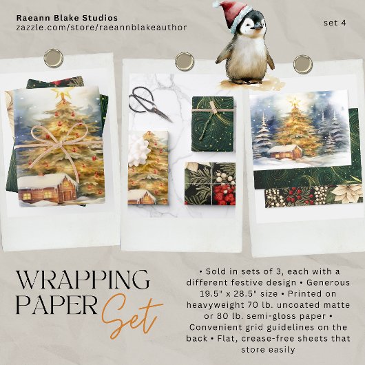 Kerst inpakpapier Flat Sheet Set 4 Vel