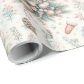 Kerst inpakpapier met bomen en kerstballen (Rol Hoek)