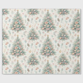 Kerst inpakpapier met bomen en kerstballen (Vlak)