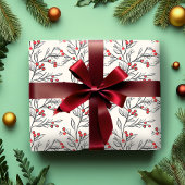 Kerst inpakpapier met rode winterbessen