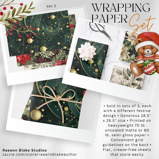 Kerst Inpakpapier Plat Vel Set 2