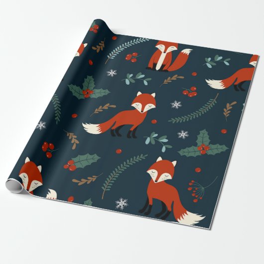 Kerst inpakpapier (Red Fox Theme) (Uitgerold)