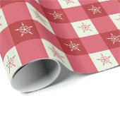 Kerst inpakpapier rode gingham sneeuwvlok (Rol Hoek)