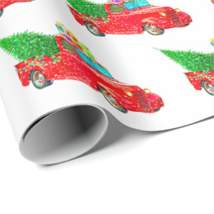Kerst inpakpapier-rode vrachtwagen cadeaupapier