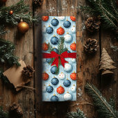 Kerst inpakpapier Rood Wit & Blauw Ornament