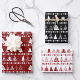 Kerst inpakpapier Set van 3 Design