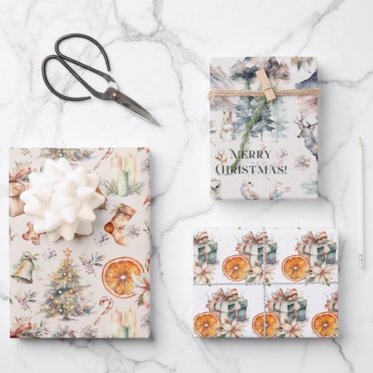 Kerst inpakpapier Set van 3 Design (Voorkant)