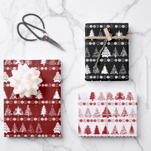 Kerst inpakpapier Set van 3 Design Vel (Voorkant)
