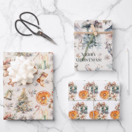 Kerst inpakpapier Set van 3 Design Vel