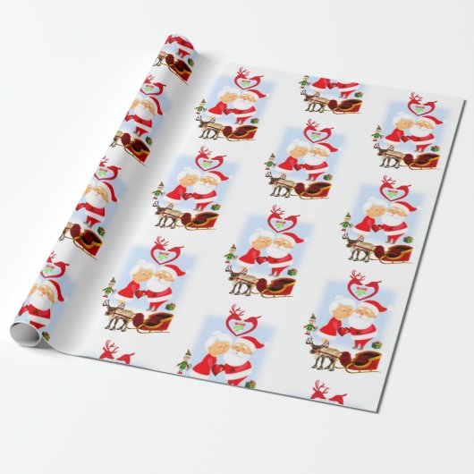 Kerst inpakpapier Sinterklaas, Mrs Claus (Uitgerold)