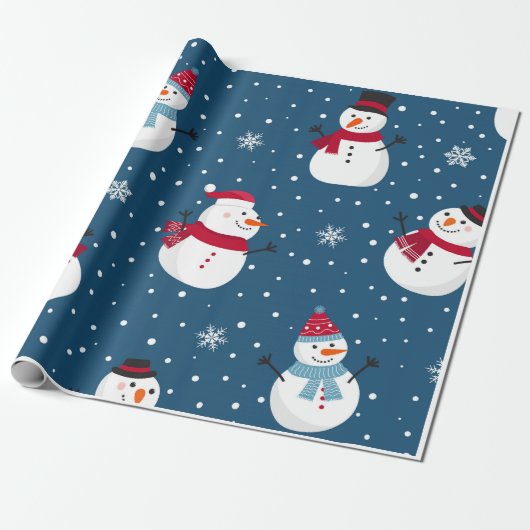 Kerst inpakpapier (Snowman Theme) (Uitgerold)