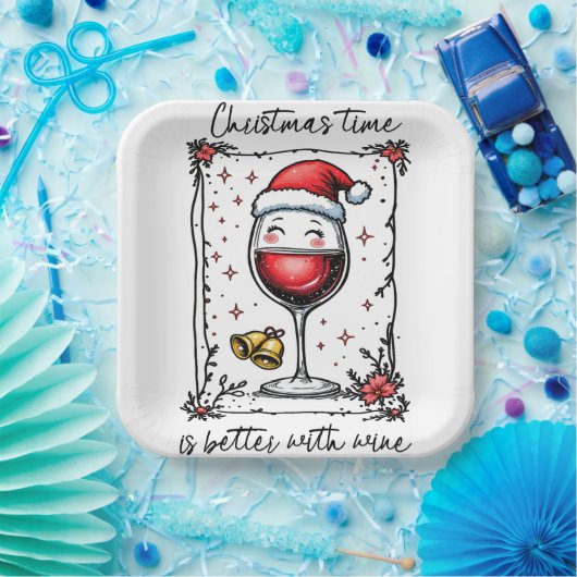 Kerst is beter met wijn papieren bordje (Feest)
