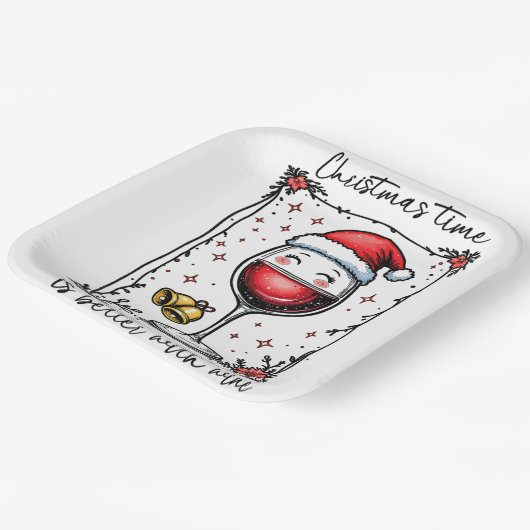 Kerst is beter met wijn papieren bordje (Gebogen)