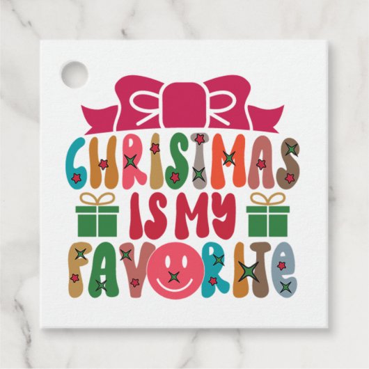 Kerst is mijn favoriete retro vakantie bedankjes labels (Voorkant)