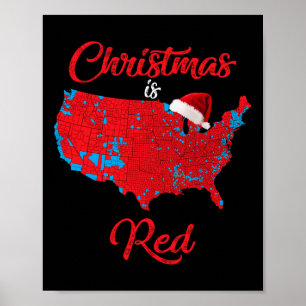 Kerst is rood 2024 electorale kaart Trump Landslid Poster