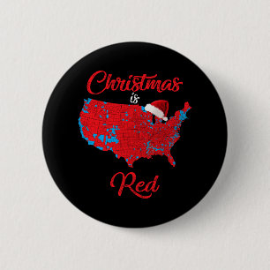 Kerst is rood 2024 electorale kaart Trump Landslid Ronde Button 5,7 Cm