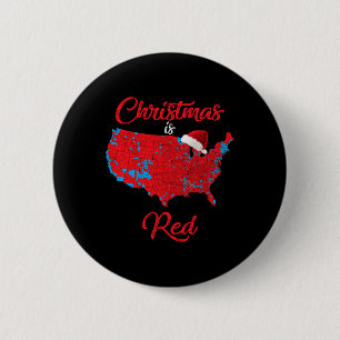 Kerst is rood 2024 electorale kaart Trump Landslid Ronde Button 5,7 Cm