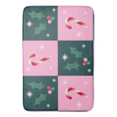 Kerst Ivy, snoepriet met sterren Checkerboard Badmat (Voorkant Verticaal)