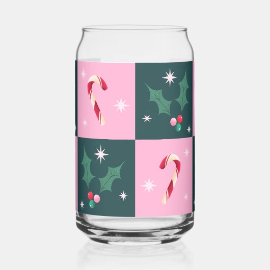Kerst Ivy, snoepriet met sterren Checkerboard Blikvorm Glas (Links)