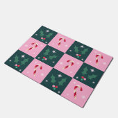 Kerst Ivy, snoepriet met sterren Checkerboard Deurmat (Schuin)