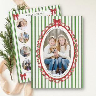 Kerst Jaaroverzicht Foto's Streep Boog Schaalrand Feestdagenkaart