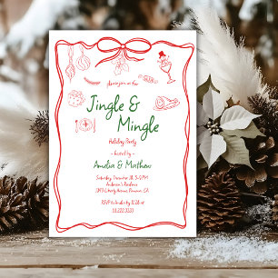 Kerst Jingle Mingle Rode Krabbel Doodles Kaart